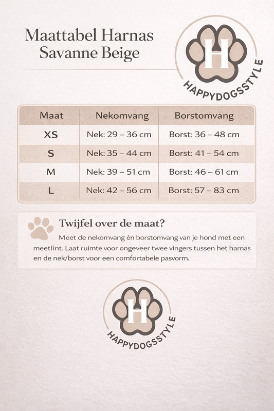 Savanne Beige harnasset, extra productfoto 2 - Happy Dogs Style