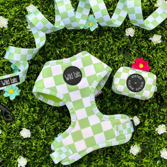 Groen Geruit harnas - Wild Tails - Happy Dogs Style