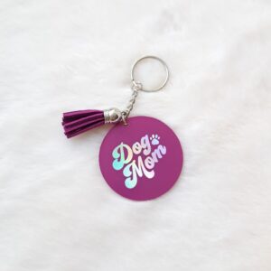 Dogmom sleutelhanger paars