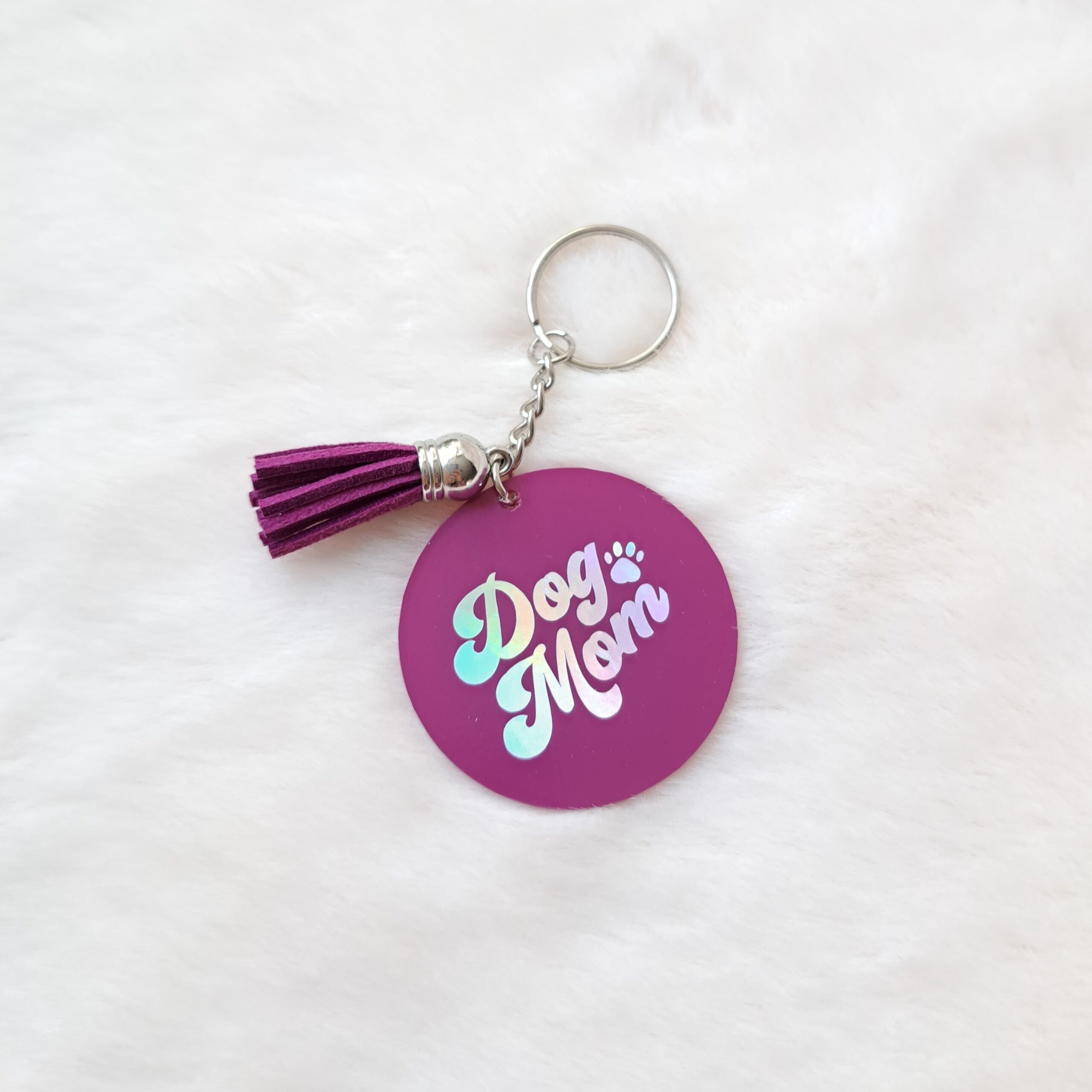 Dogmom sleutelhanger paars