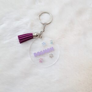 Dog mom pootjes lila sleutelhanger