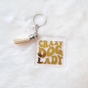 Crazy dog lady goud sleutelhanger