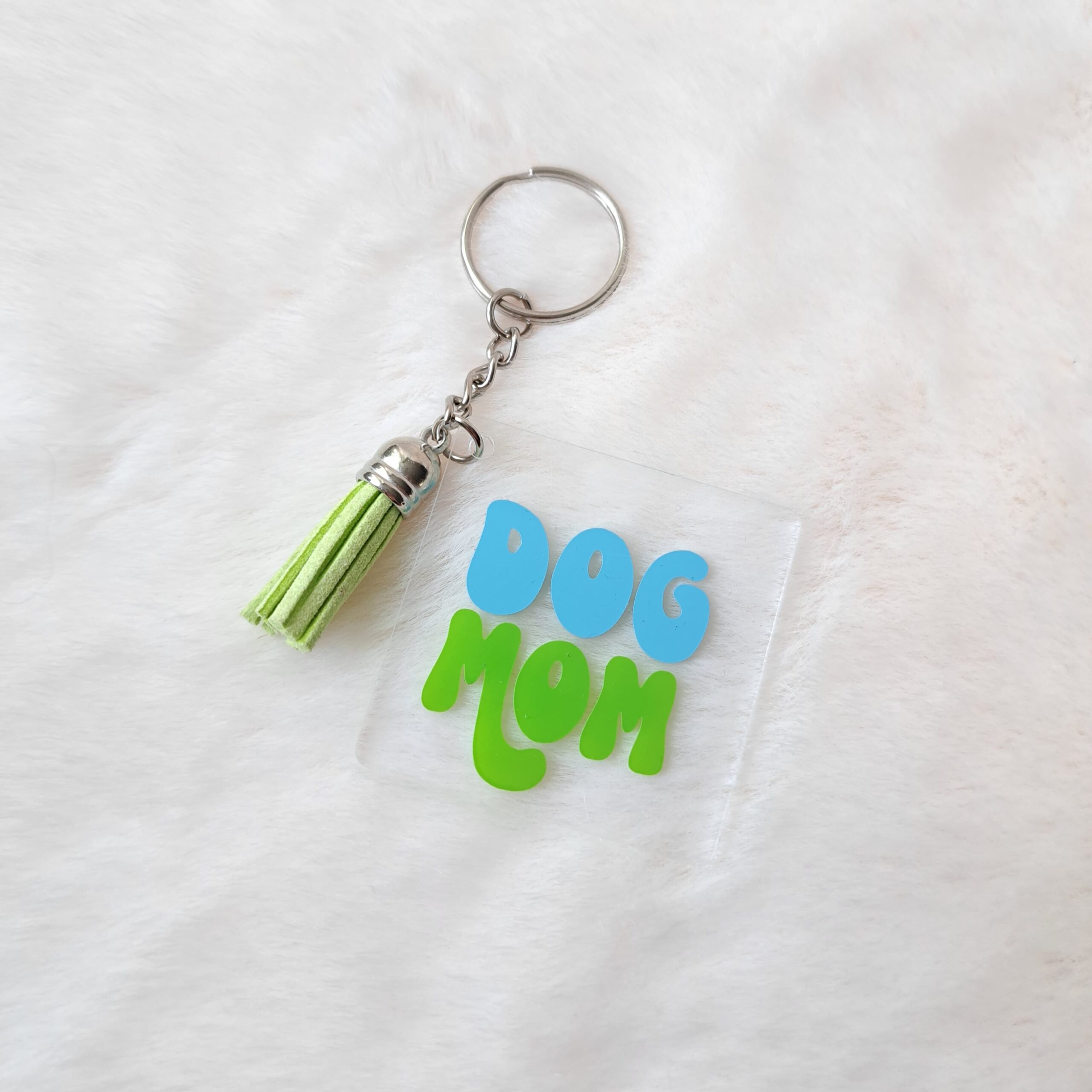 Dogmom blauw/groen sleutelhanger