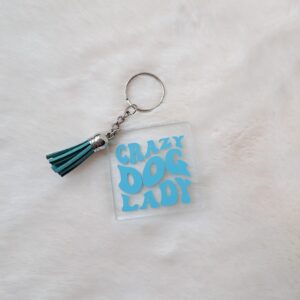 Crazy dogmom blauw sleutelhanger