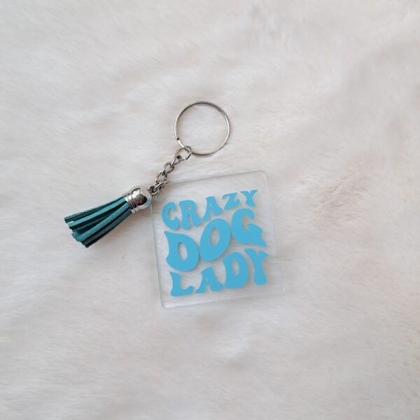 Crazy dogmom blauw sleutelhanger