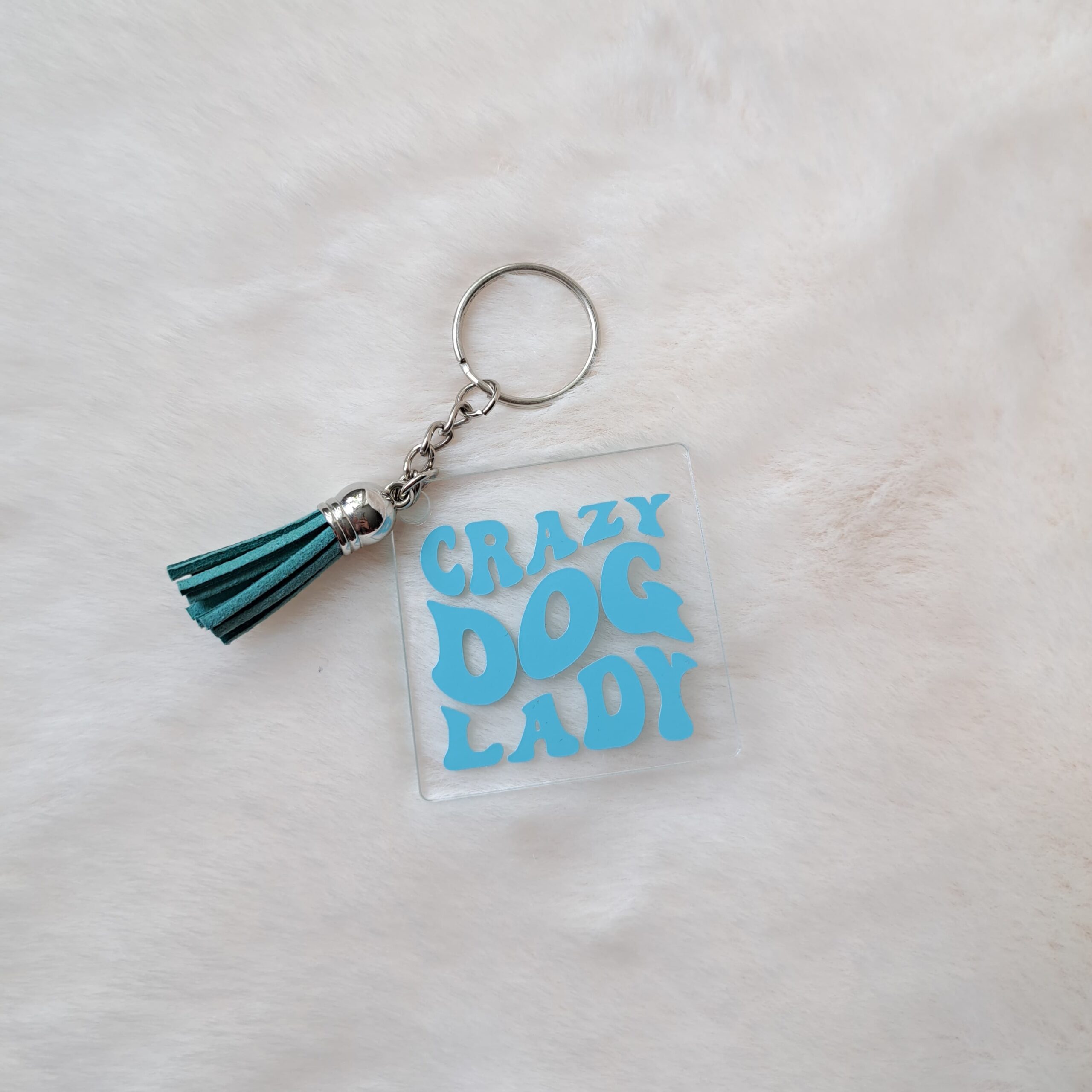 Crazy dogmom blauw sleutelhanger
