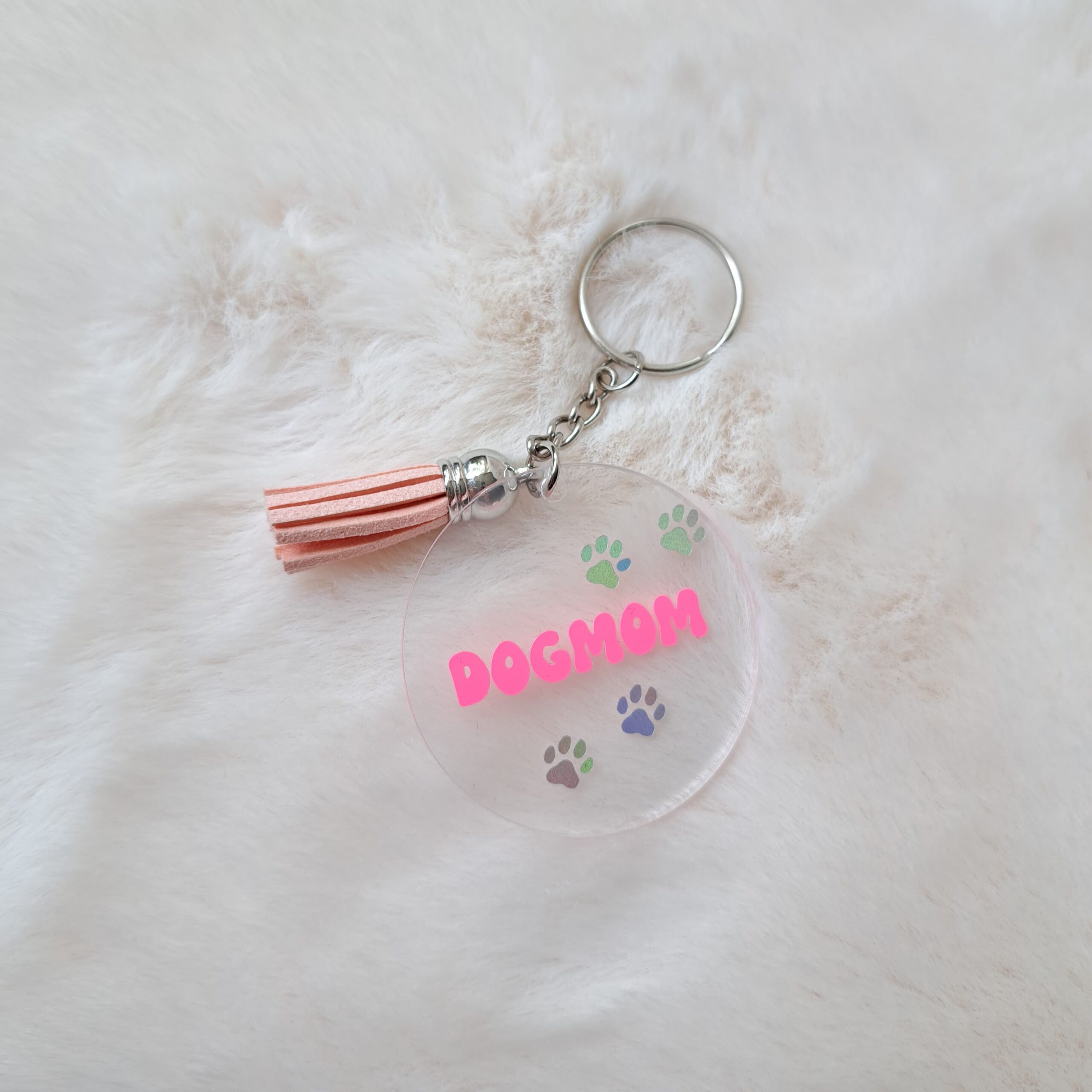Dogmom pootjes roze sleutelhanger