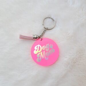 Dog mom roze sleutelhanger