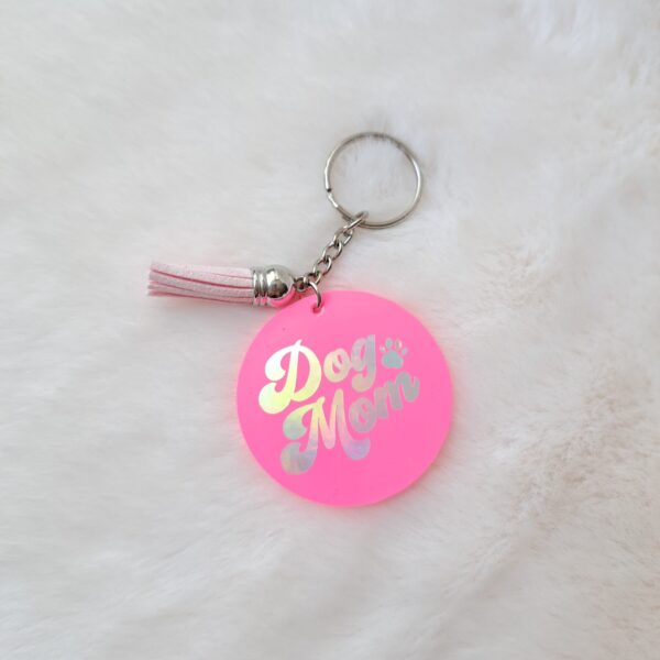 Dog mom roze sleutelhanger