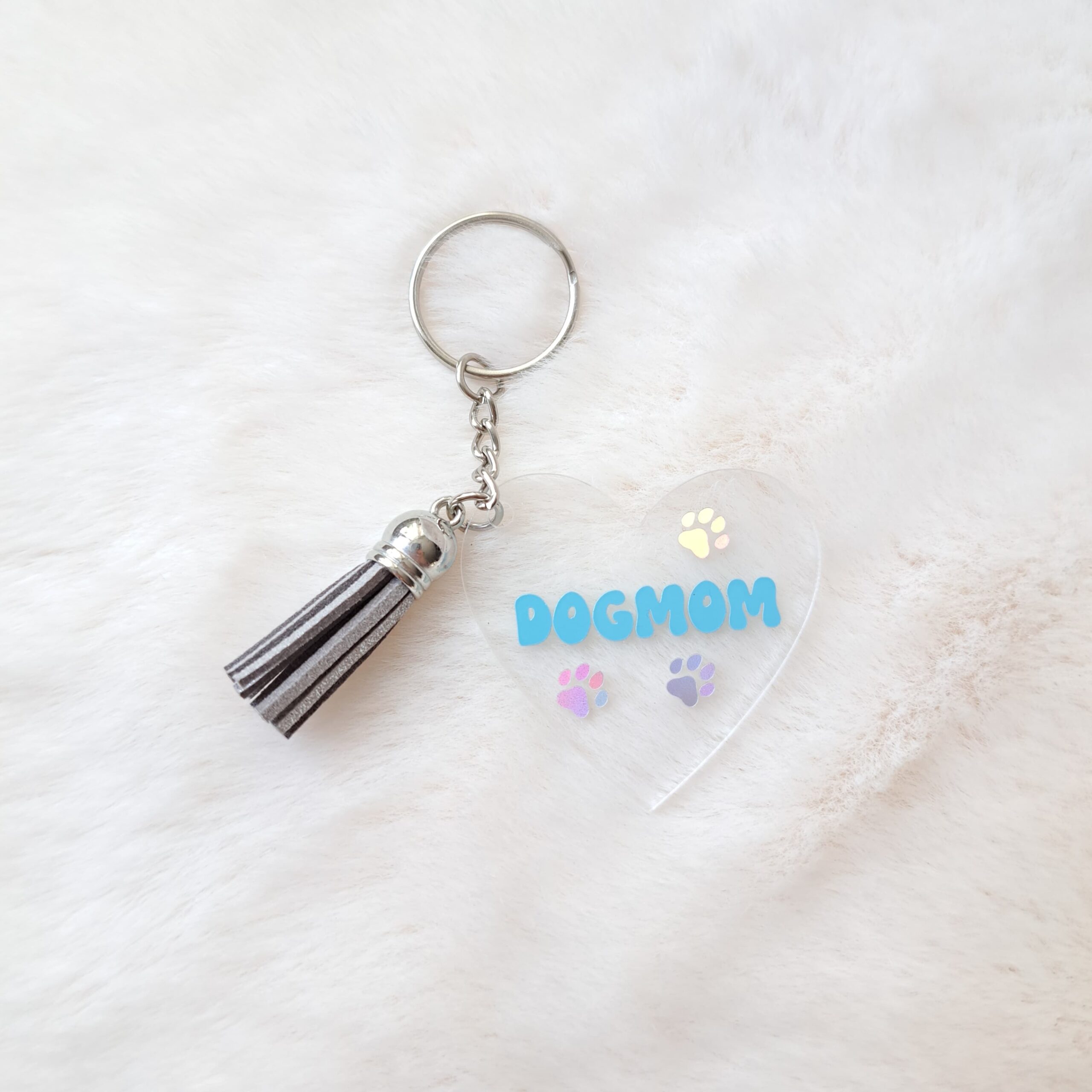 Dog mom pootjes blauw sleutelhanger