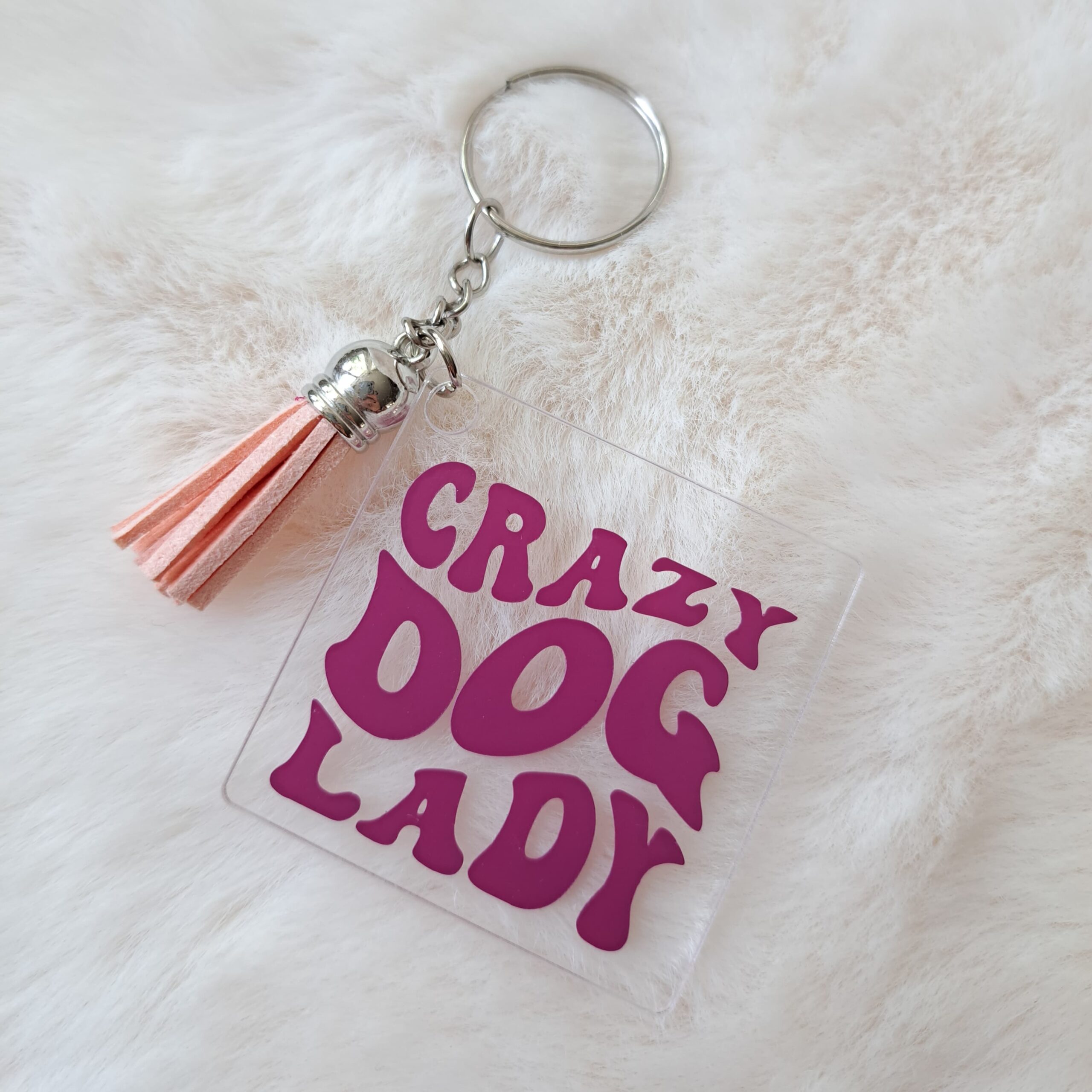 Crazy dog lady paars sleutelhanger