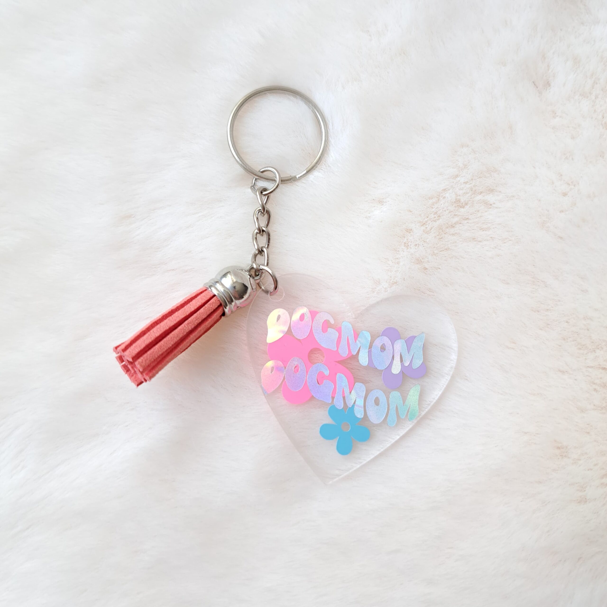 Dog mom bloemen sleutelhanger