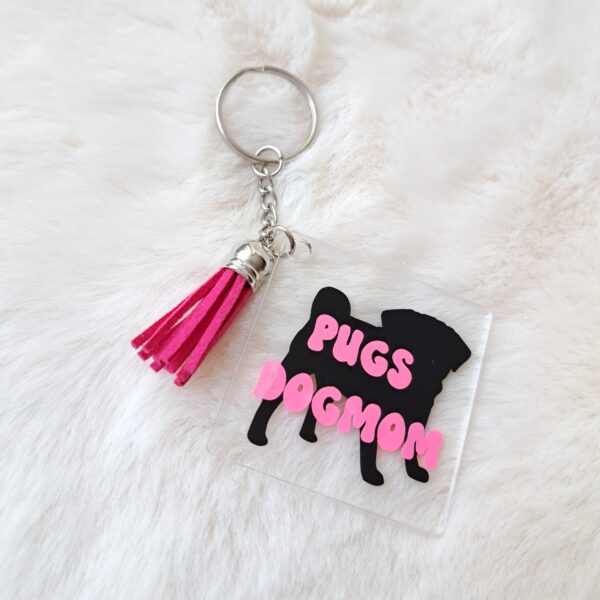 Pugs dog mom roze sleutelhanger
