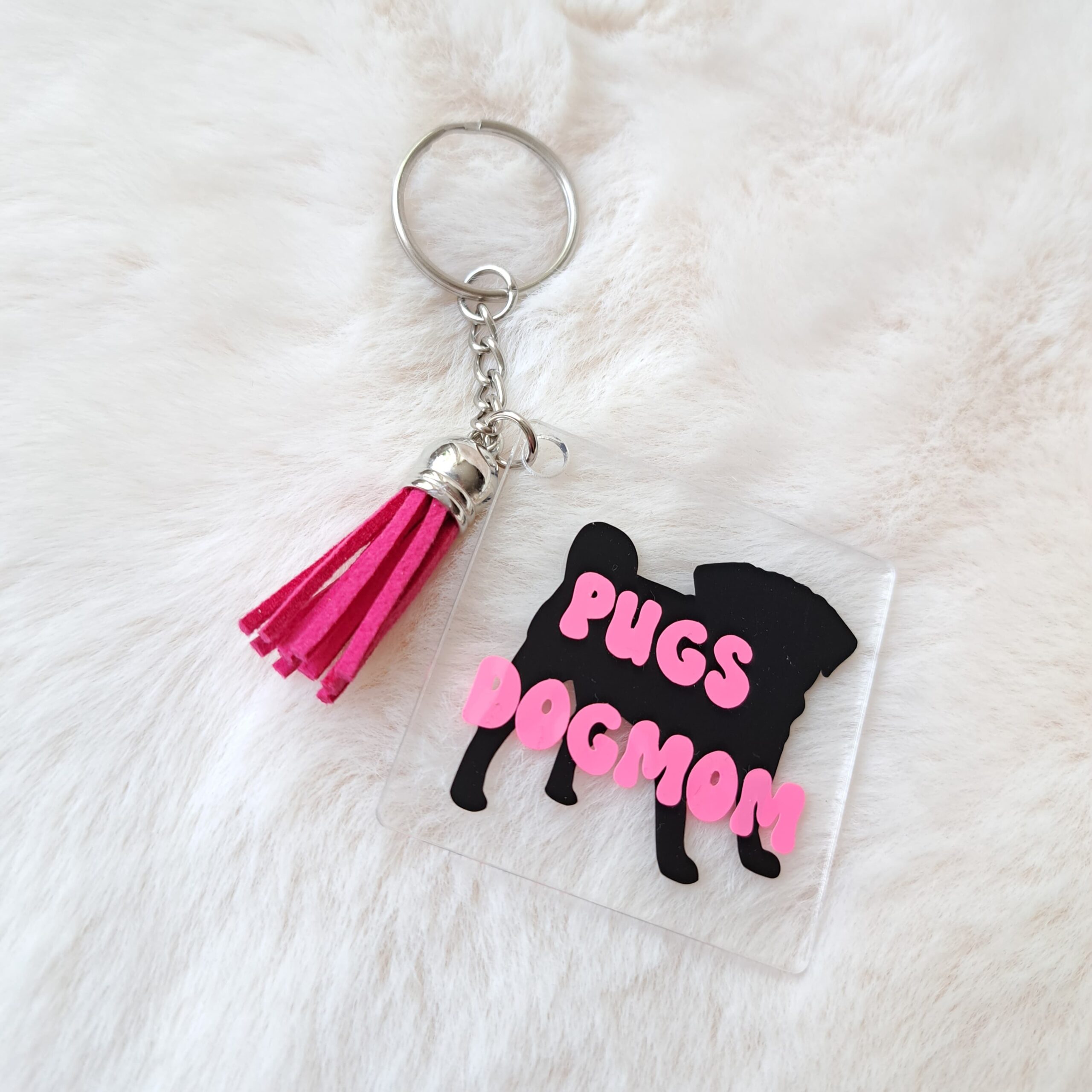 Pugs dog mom roze sleutelhanger
