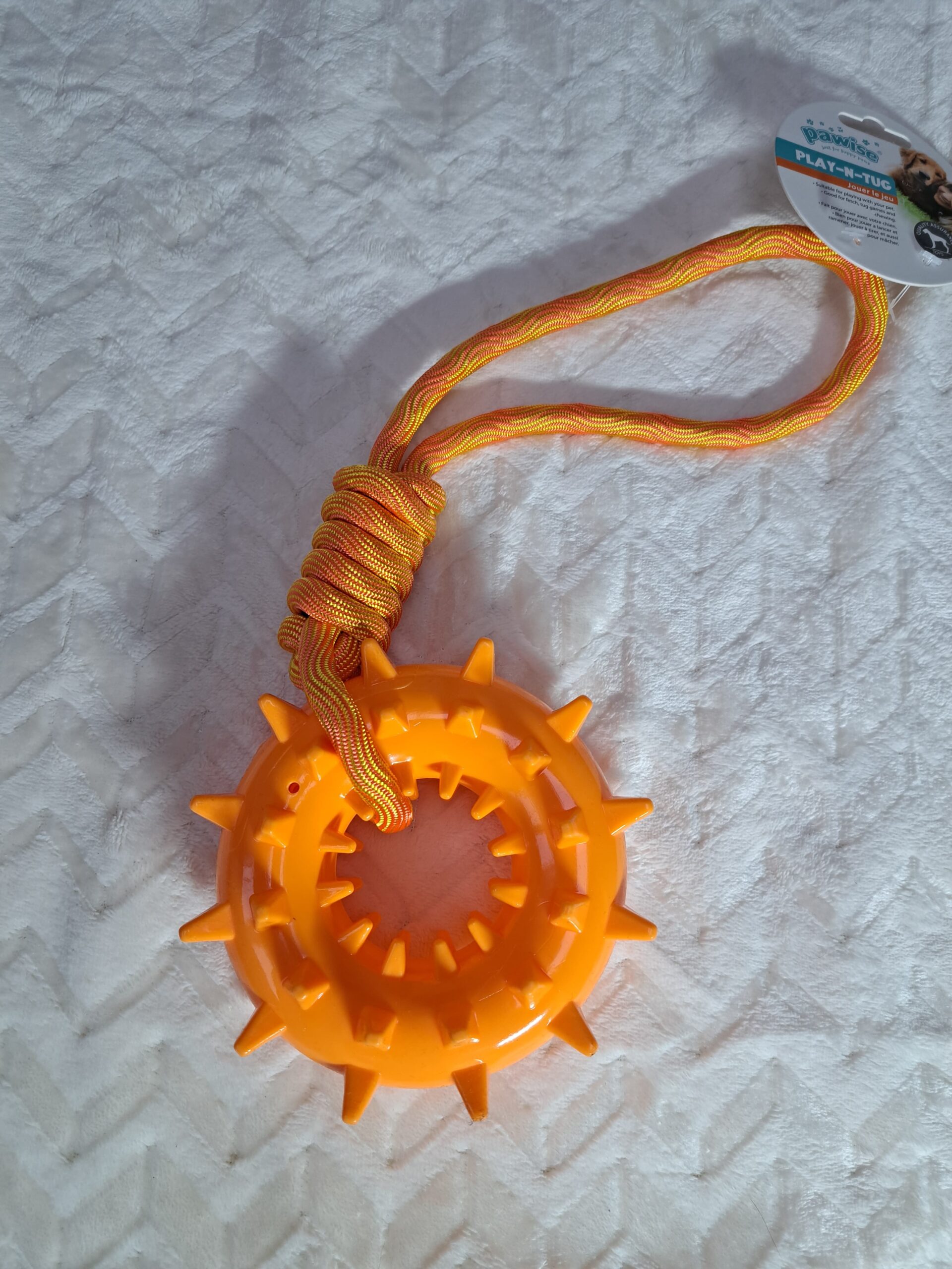 bijtring met touw oranje